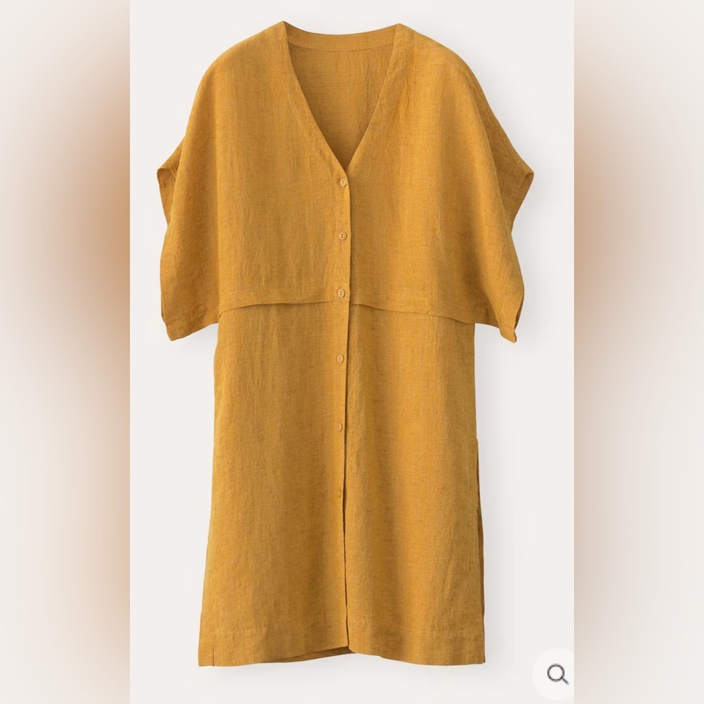 Poetry Fashion Honey Gold Linen Short-Sleeve Tunic Top, Size 8, NWT - Picture 3 of 16